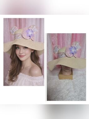 Disney Princess Mickey Mouse Ears Inspired Fedora Beige Sun Hat Handmade New